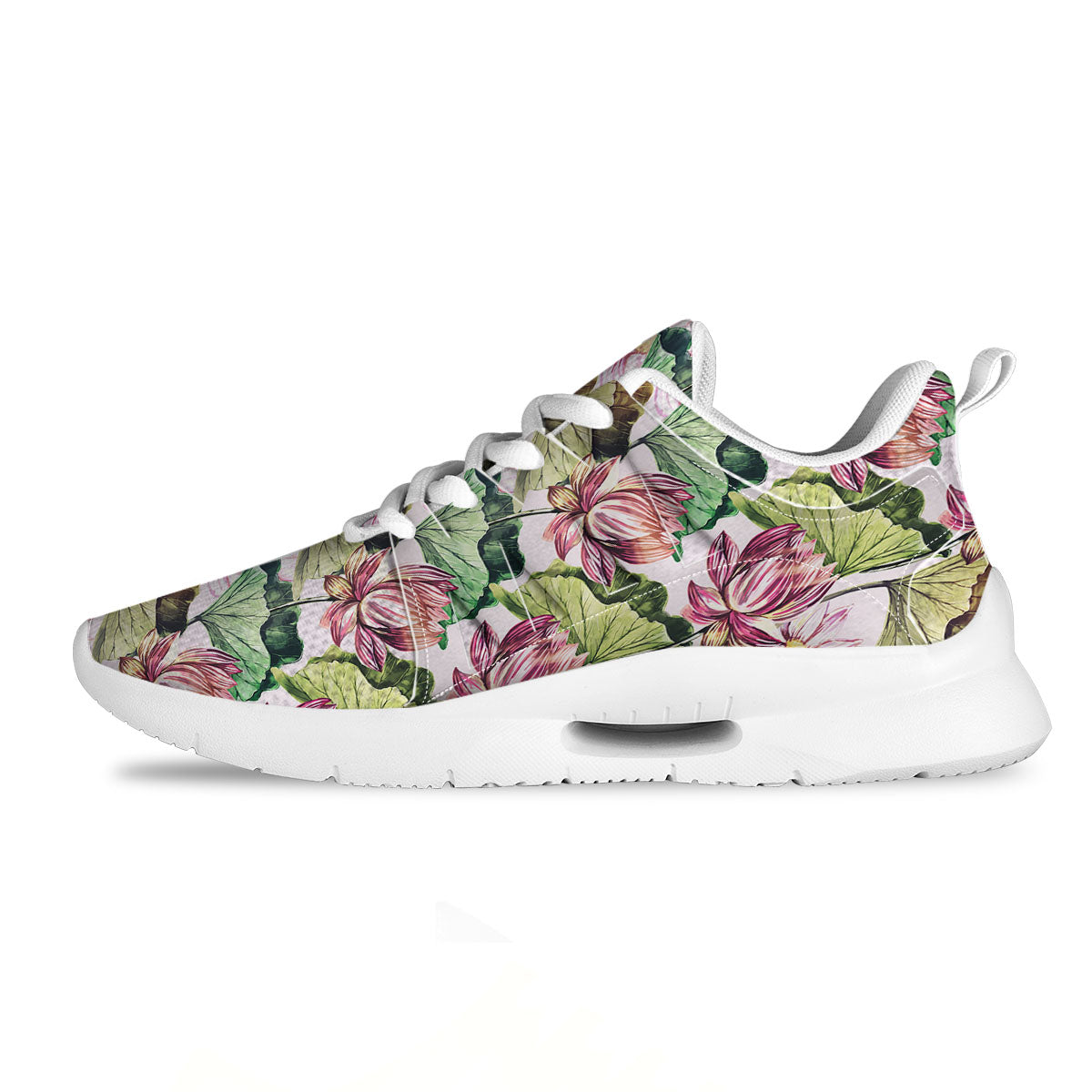 Lotus Pink Print Pattern Tennis Shoes-grizzshop