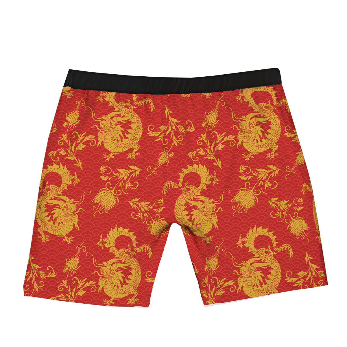 Lotus Red Dragon Print Pattern Boxer Briefs-grizzshop