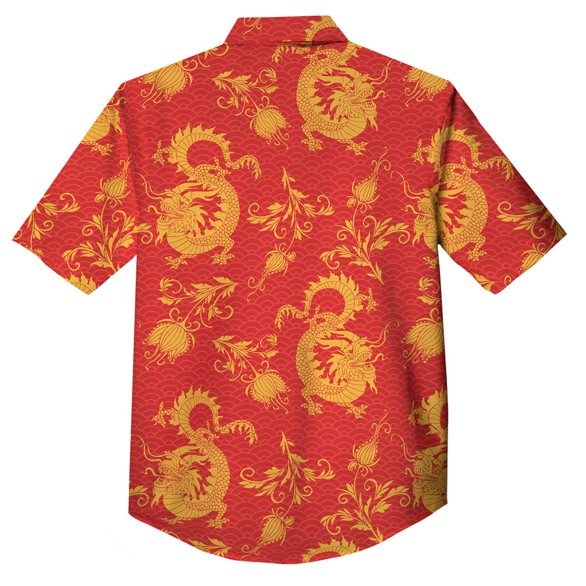 Lotus Red Dragon Print Pattern Button Up Shirt-grizzshop