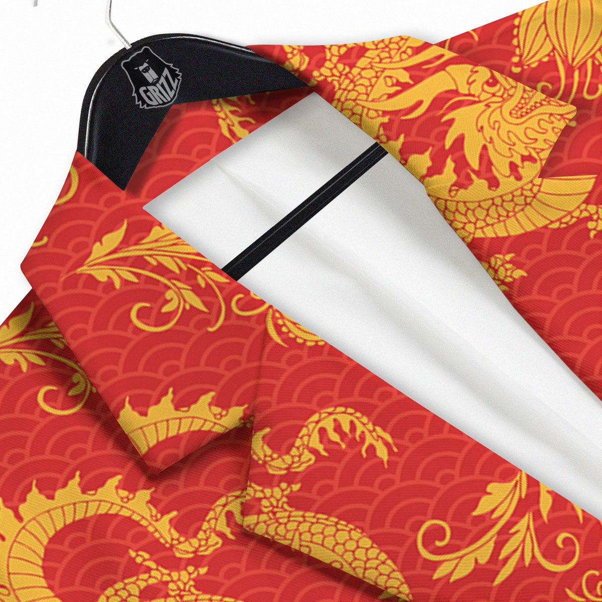 Lotus Red Dragon Print Pattern Men's Sport Coat-grizzshop