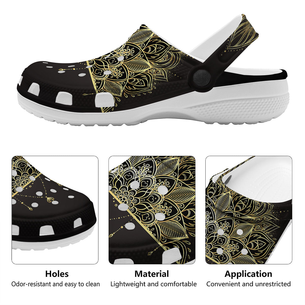Lotus Spiritual Golden Print Clog-grizzshop