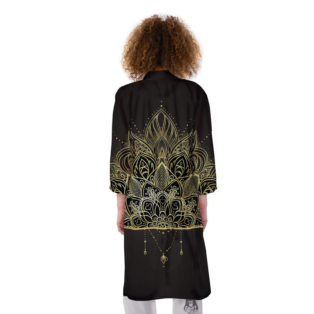 Lotus Spiritual Golden Print Kimono-grizzshop