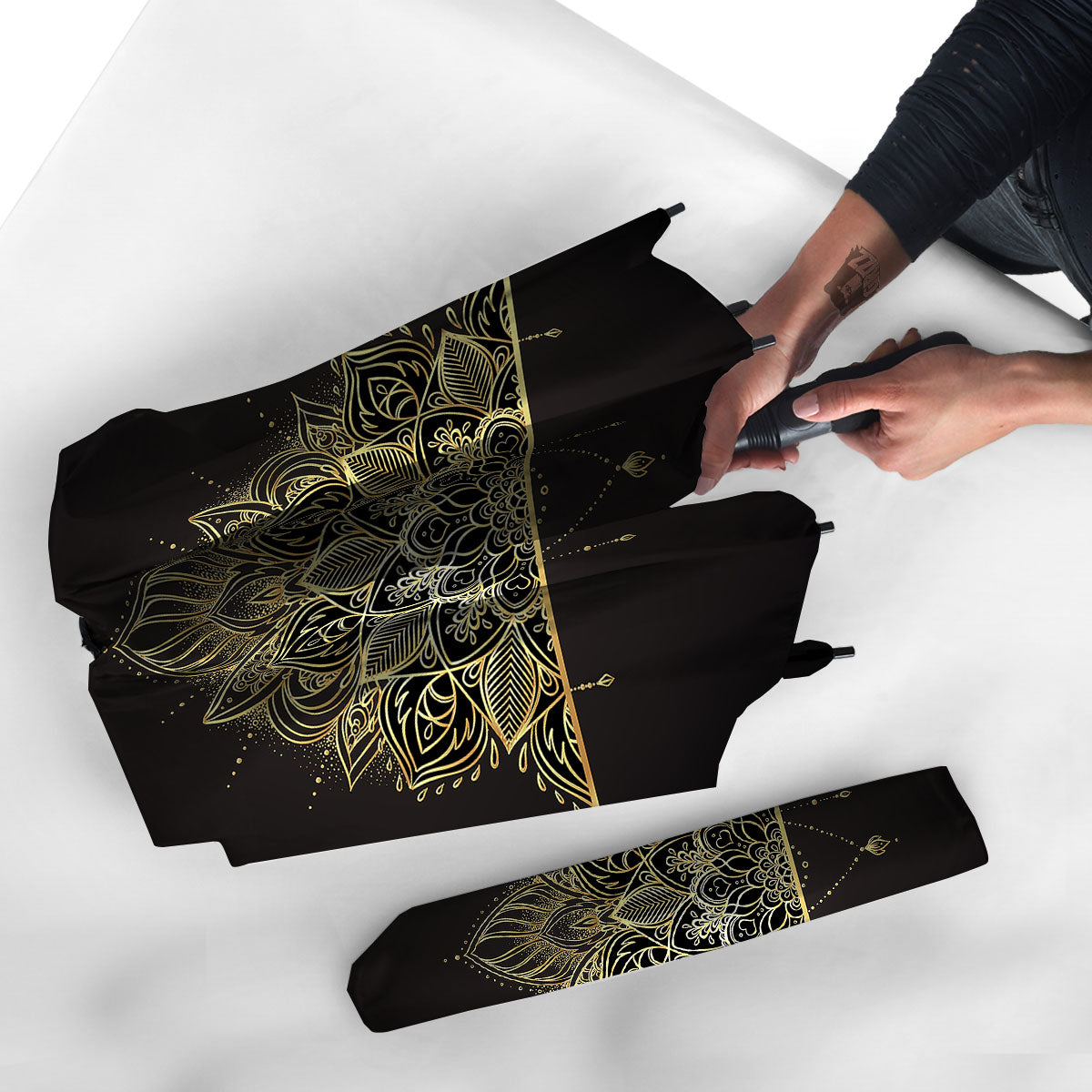 Lotus Spiritual Golden Print Umbrella-grizzshop