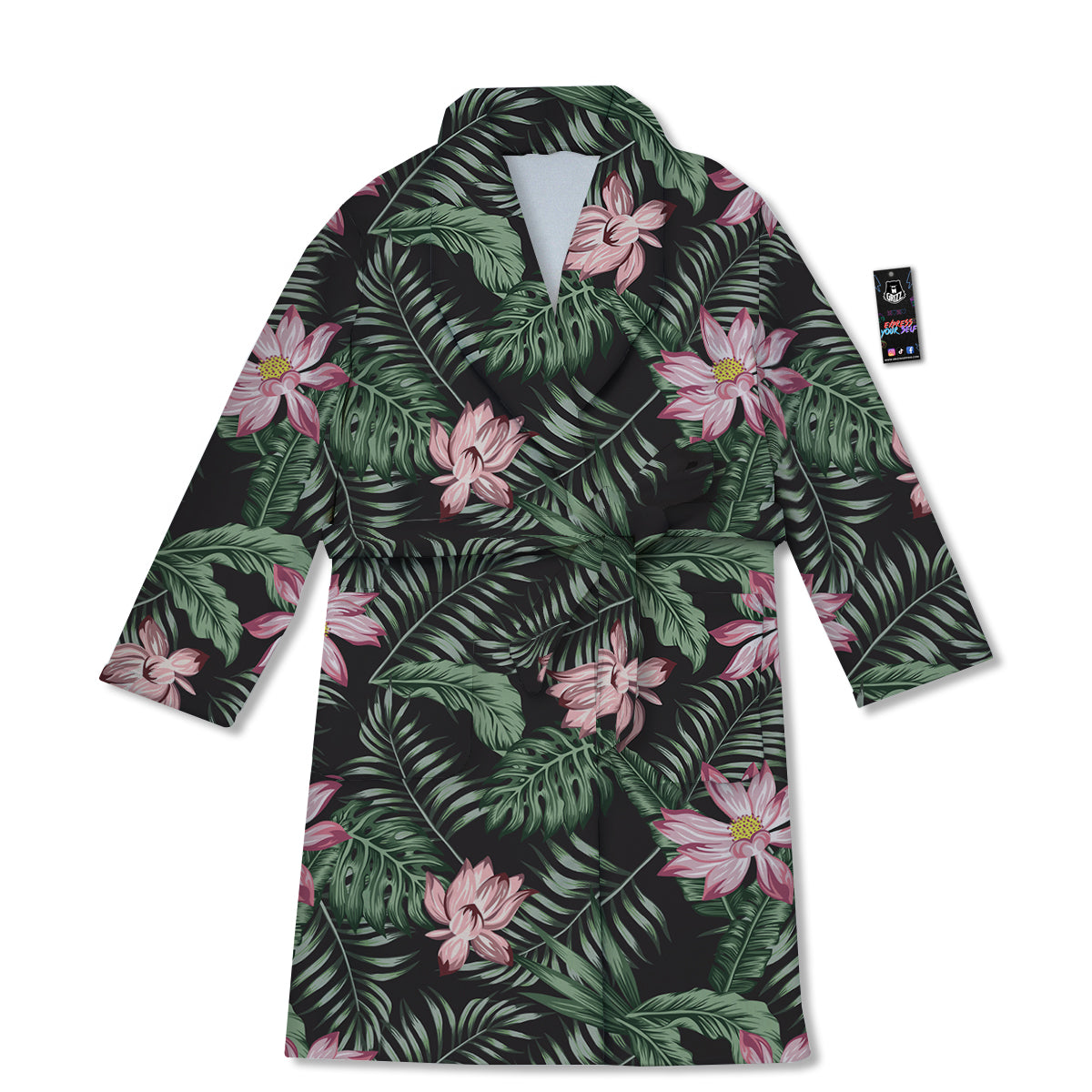 Lotus Tropical Print Pattern Bathrobe-grizzshop