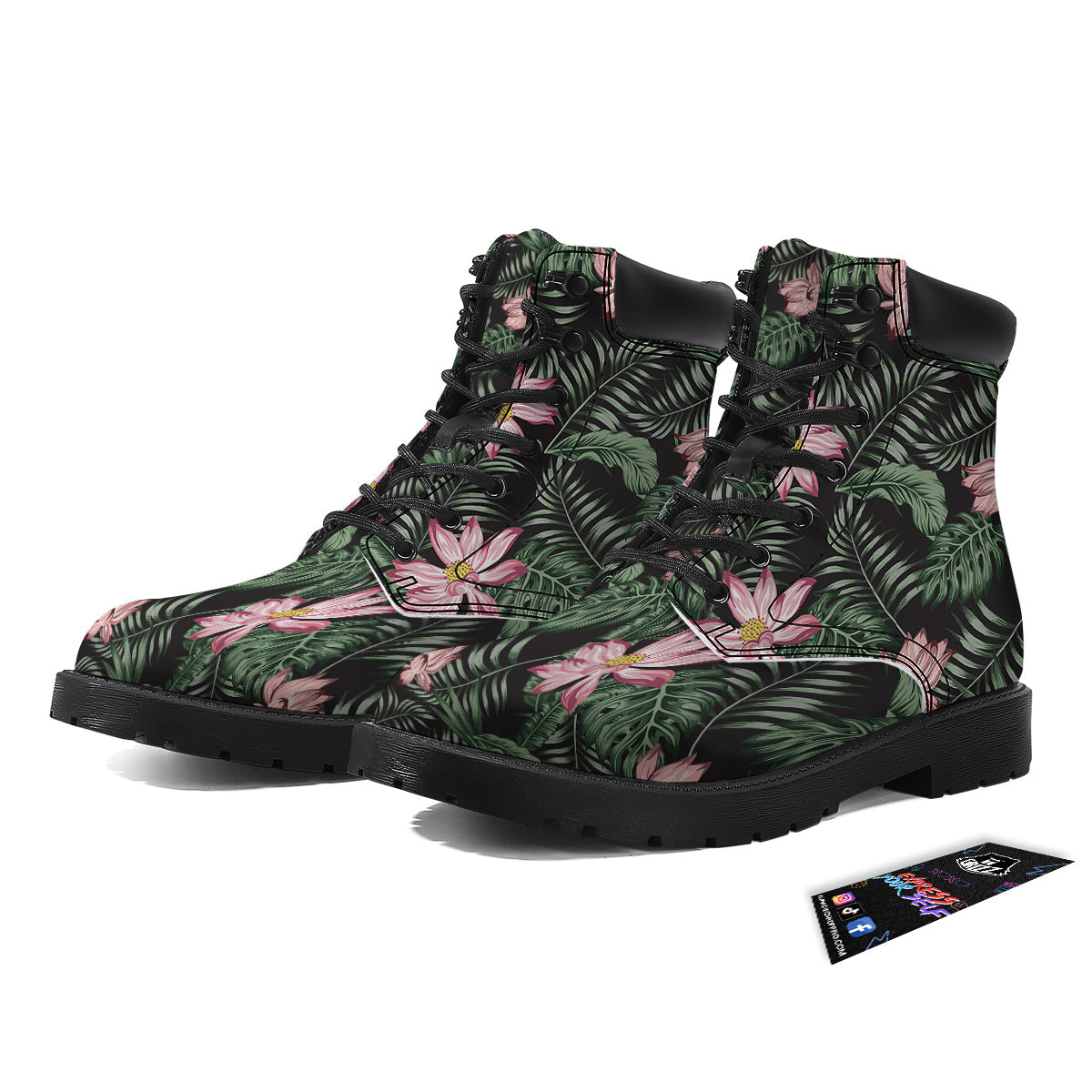 Lotus Tropical Print Pattern Boots-grizzshop
