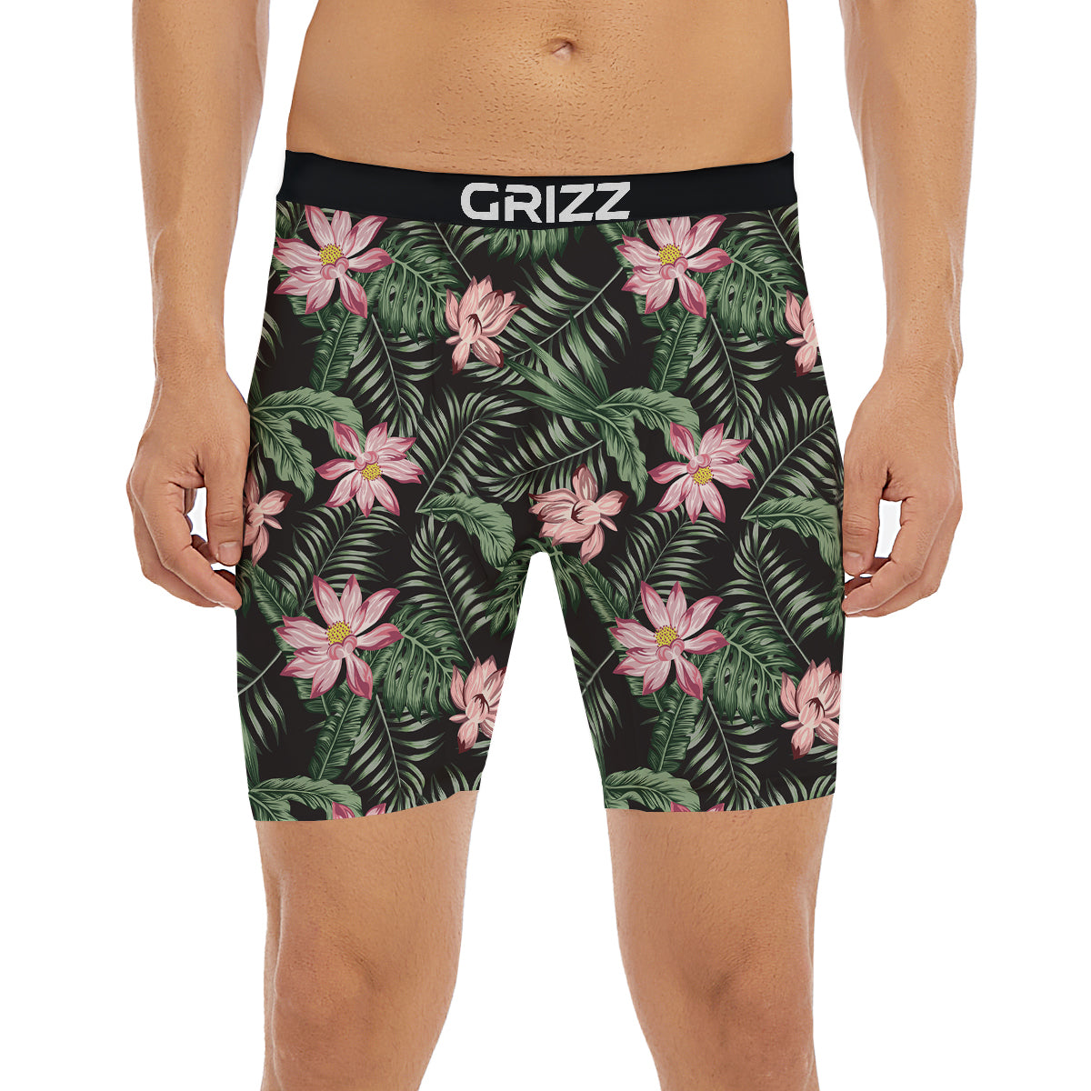 Lotus Tropical Print Pattern Boxer Briefs-grizzshop