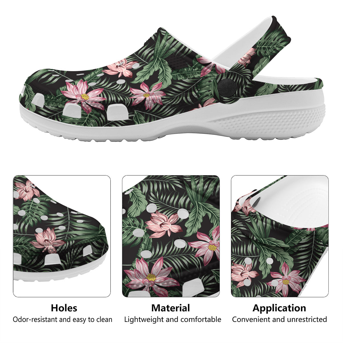 Lotus Tropical Print Pattern Clog-grizzshop