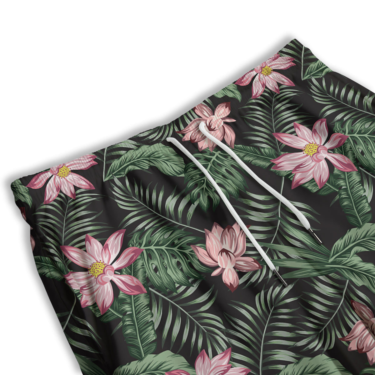Lotus Tropical Print Pattern Men's Athletic Shorts-grizzshop
