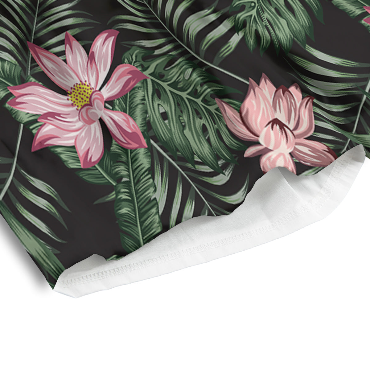 Lotus Tropical Print Pattern Men's Athletic Shorts-grizzshop