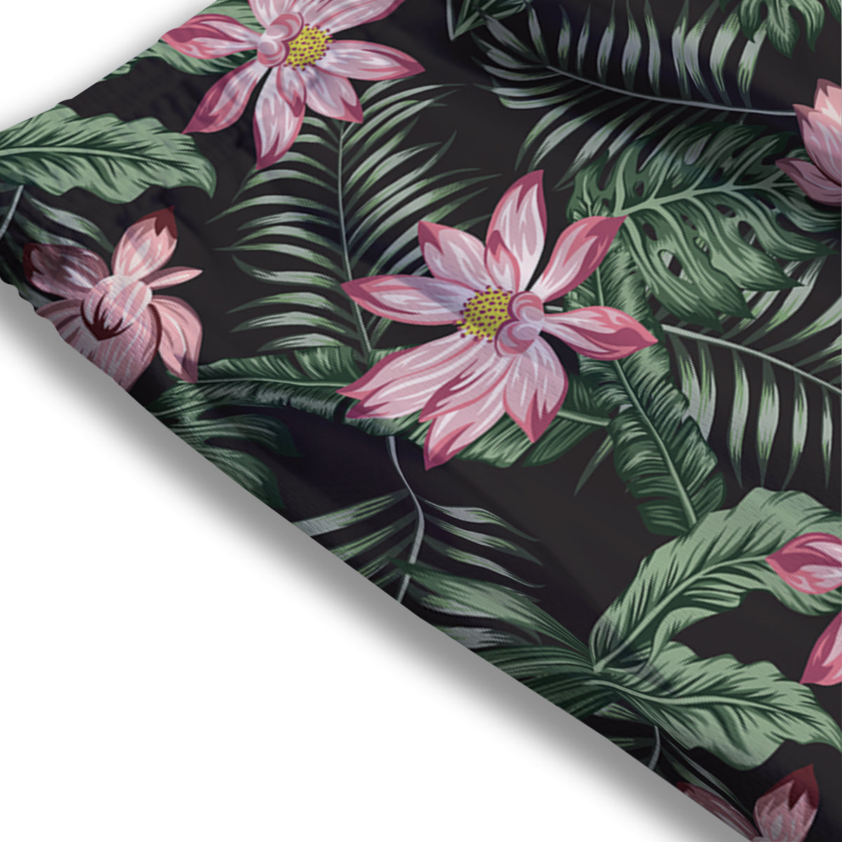 Lotus Tropical Print Pattern Mesh Shorts-grizzshop