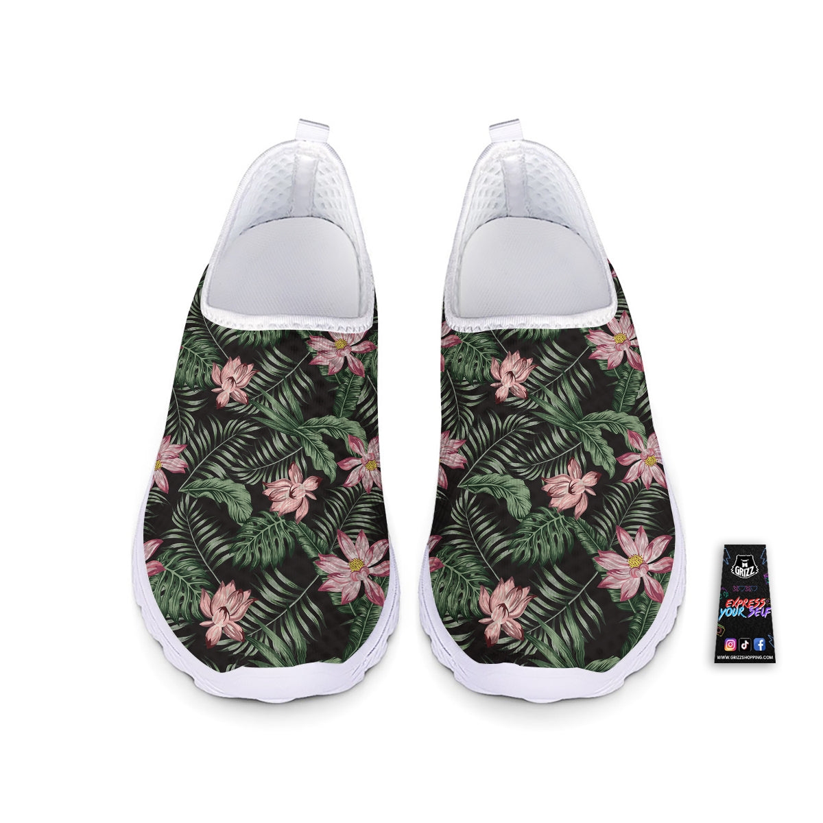 Lotus Tropical Print Pattern Nurse Shoes-grizzshop