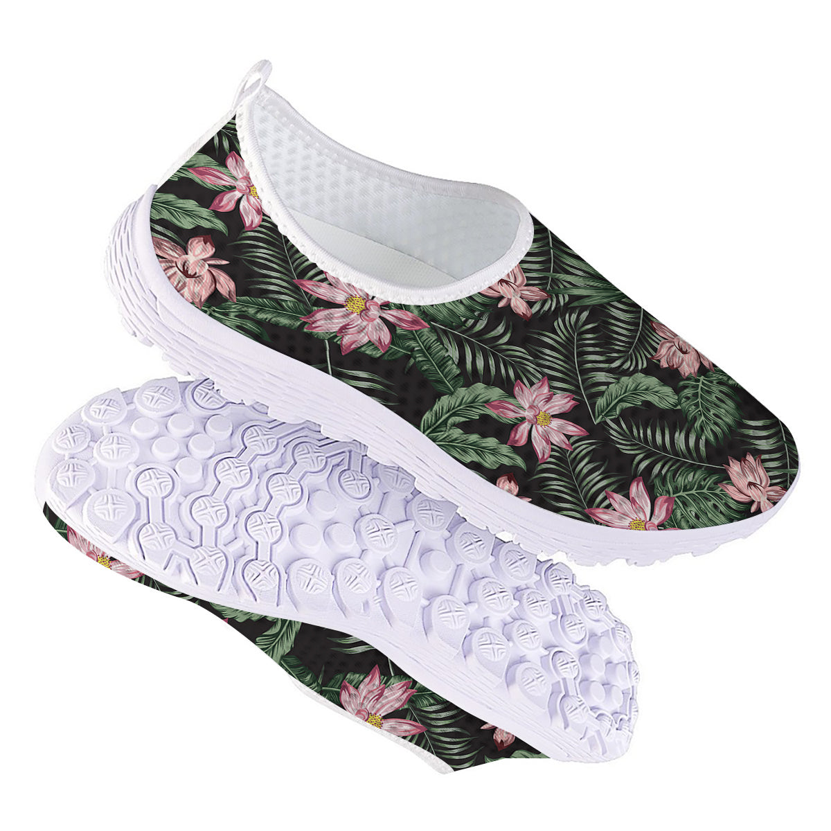 Lotus Tropical Print Pattern Nurse Shoes-grizzshop