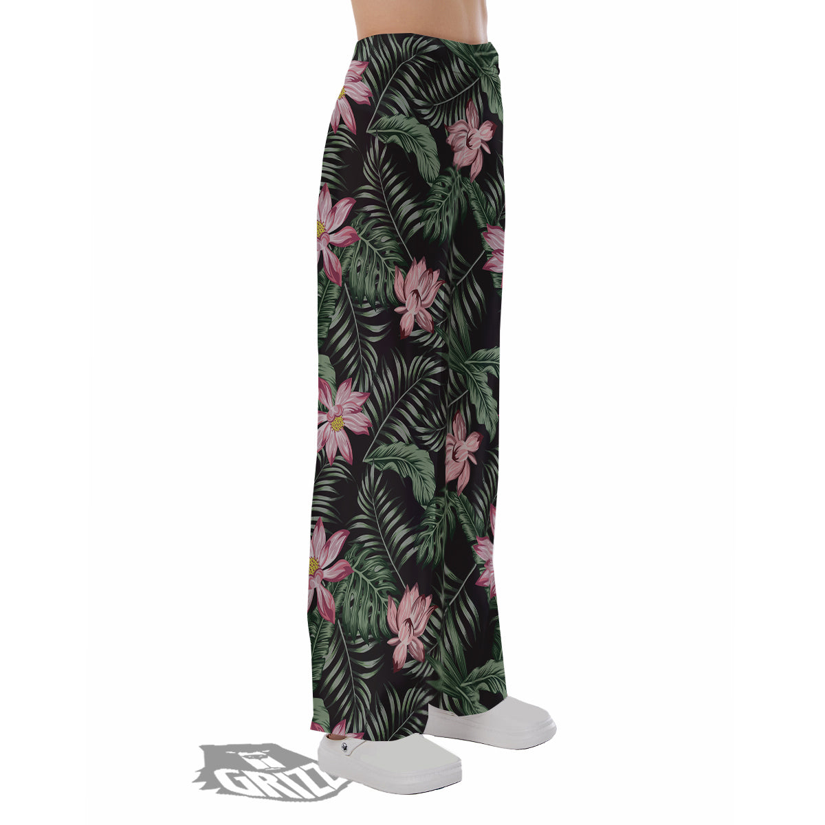 Lotus Tropical Print Pattern Pajama Pants-grizzshop
