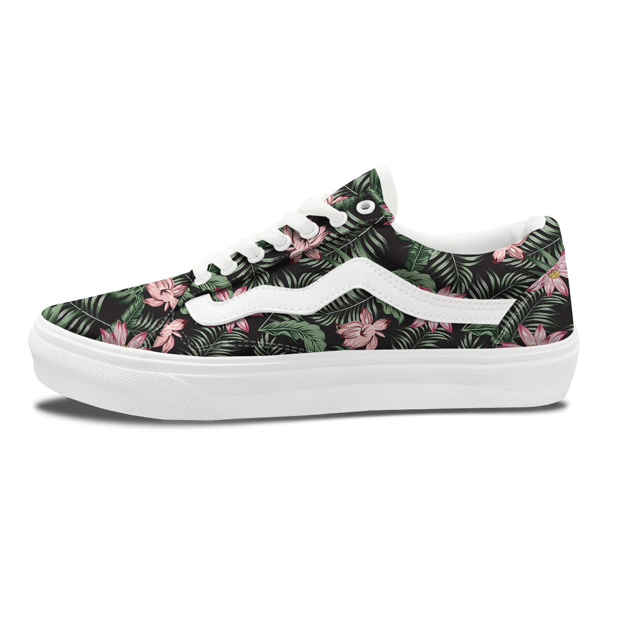 Lotus Tropical Print Pattern Skate Shoes-grizzshop