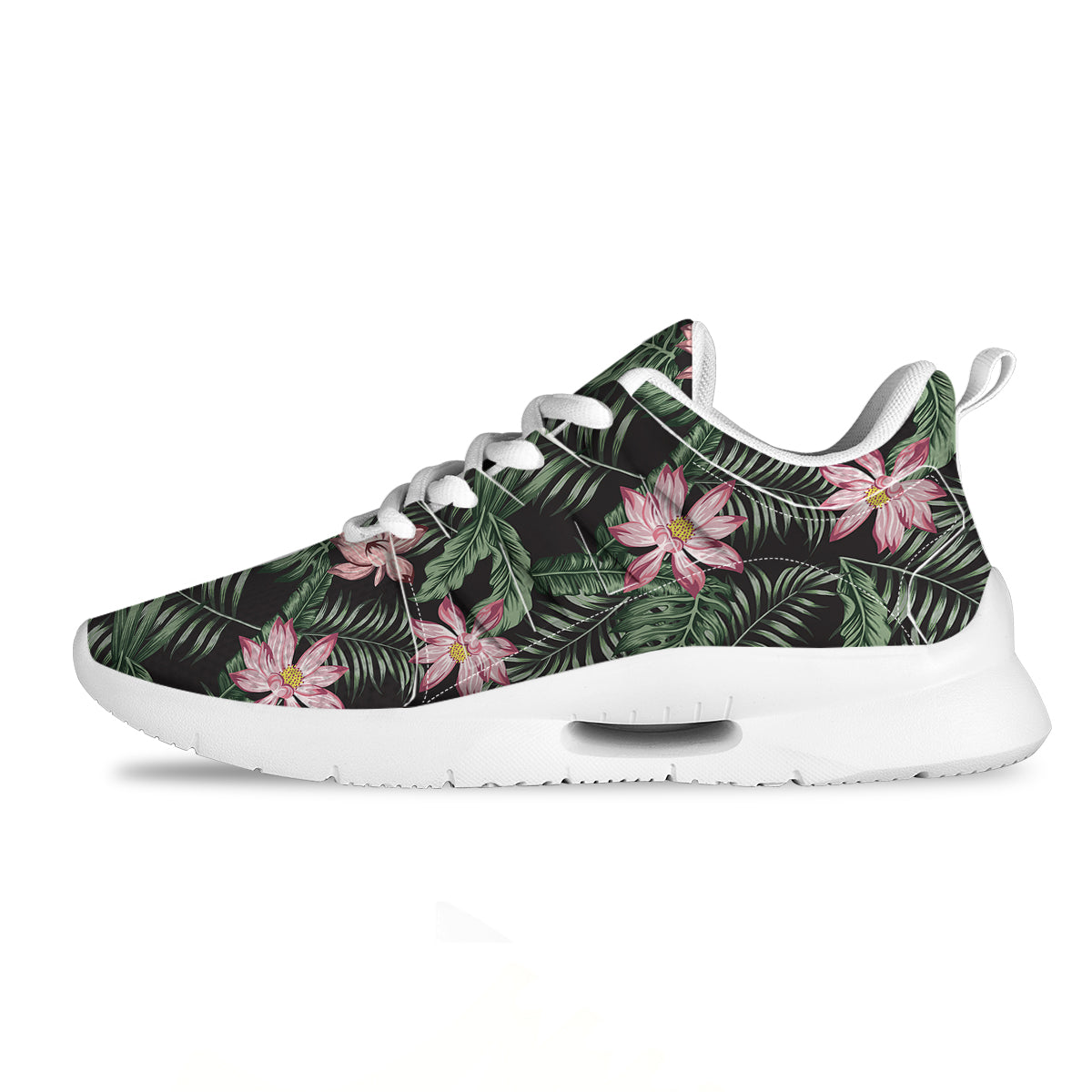 Lotus Tropical Print Pattern Tennis Shoes-grizzshop