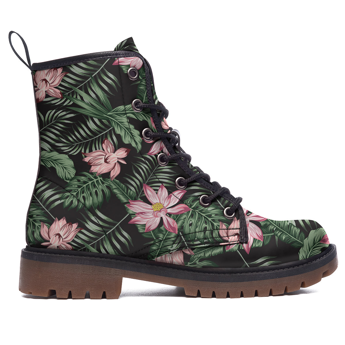 Lotus Tropical Print Pattern Work Boots-grizzshop