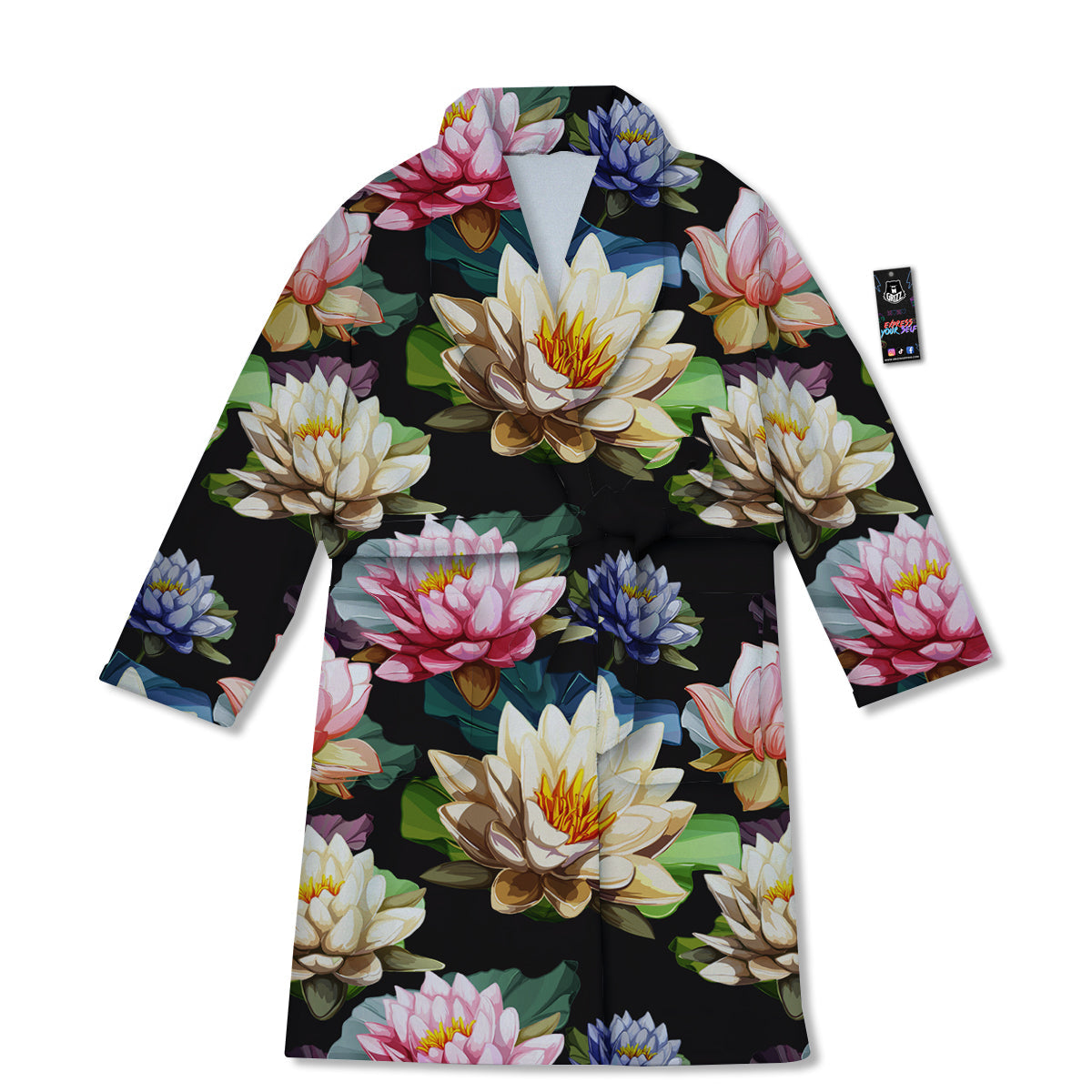 Lotus Vintage Print Pattern Bathrobe-grizzshop