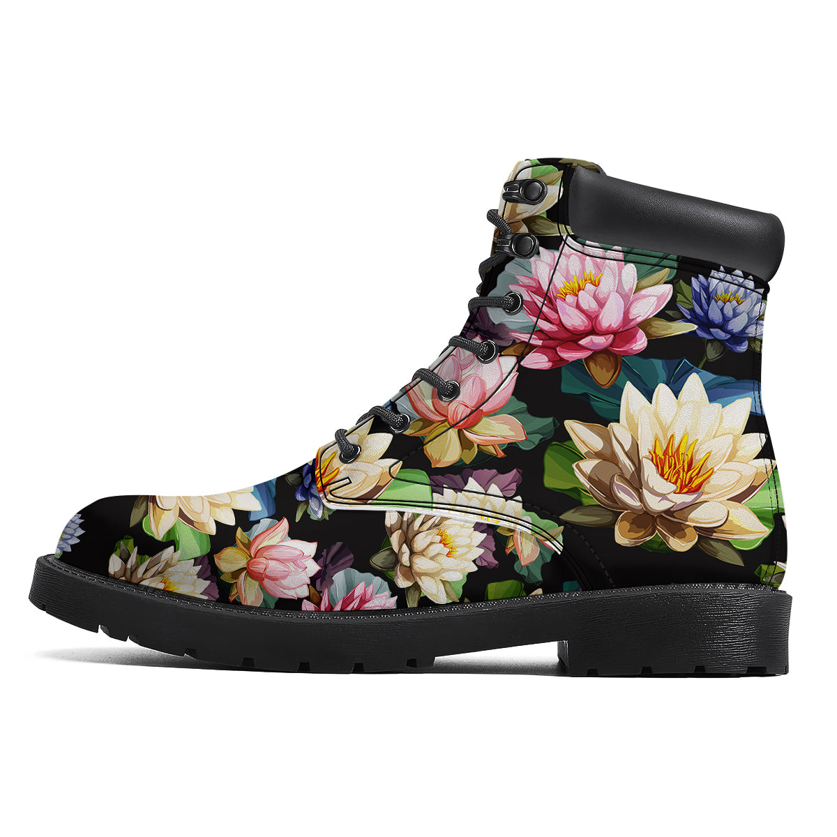Lotus Vintage Print Pattern Boots-grizzshop
