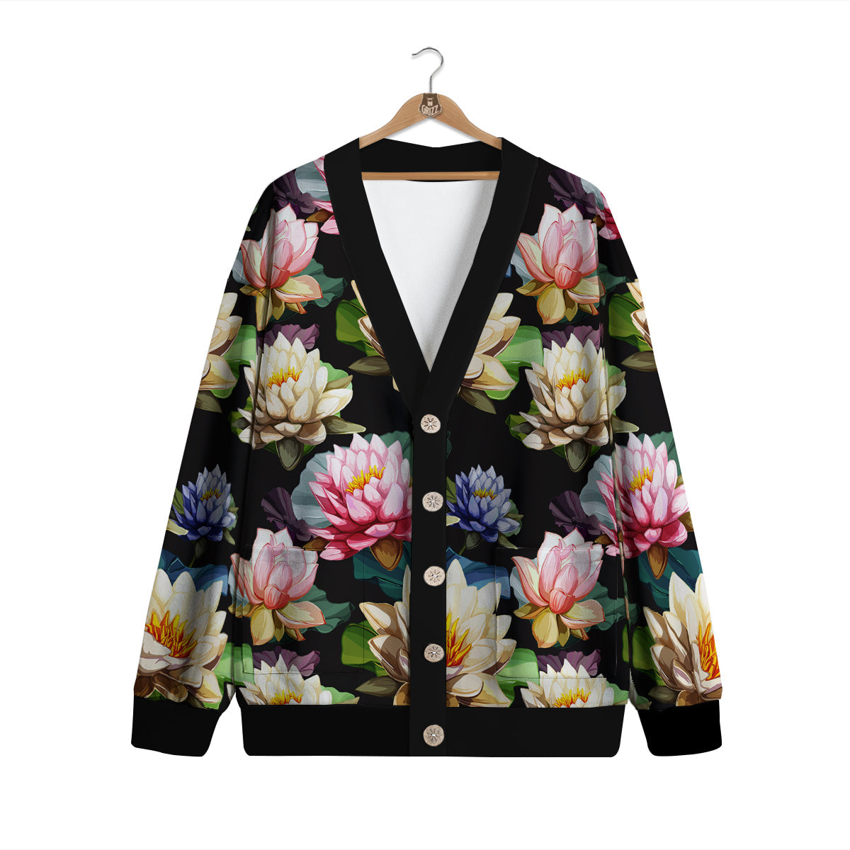 Lotus Vintage Print Pattern Cardigan-grizzshop