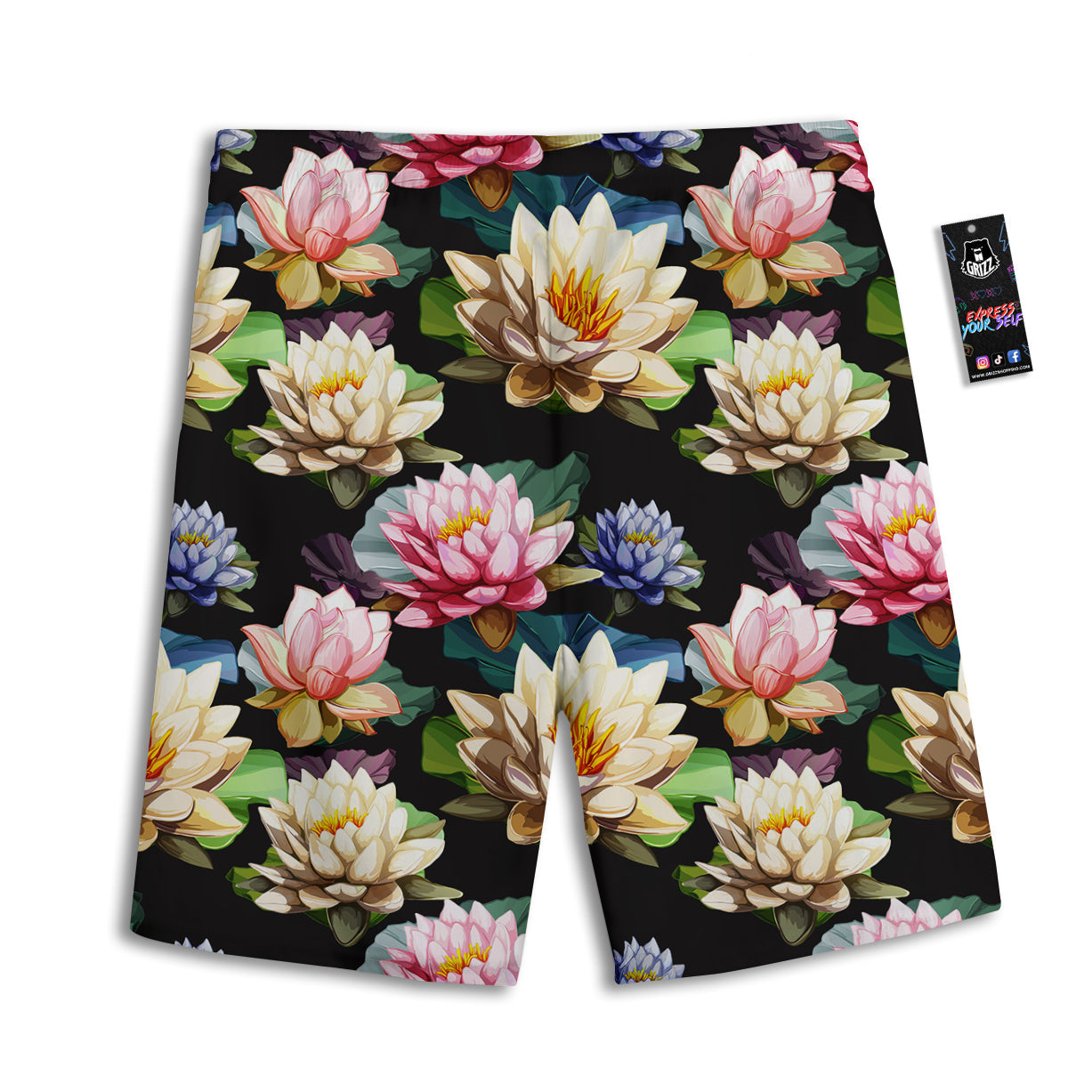 Lotus Vintage Print Pattern Men's Athletic Shorts