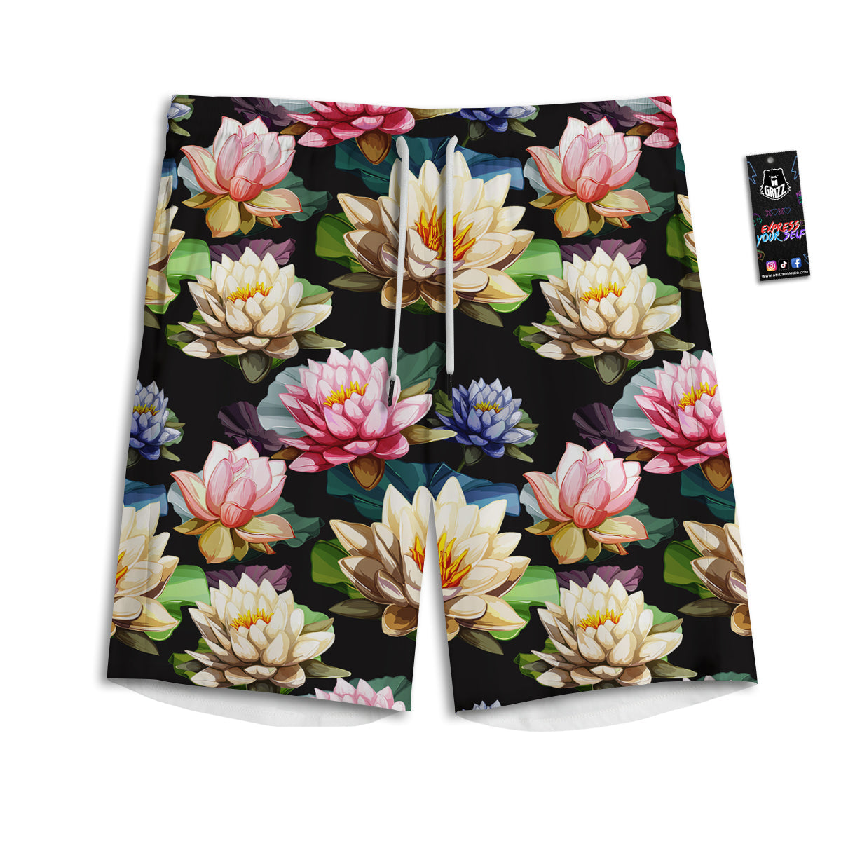 Lotus Vintage Print Pattern Men's Athletic Shorts