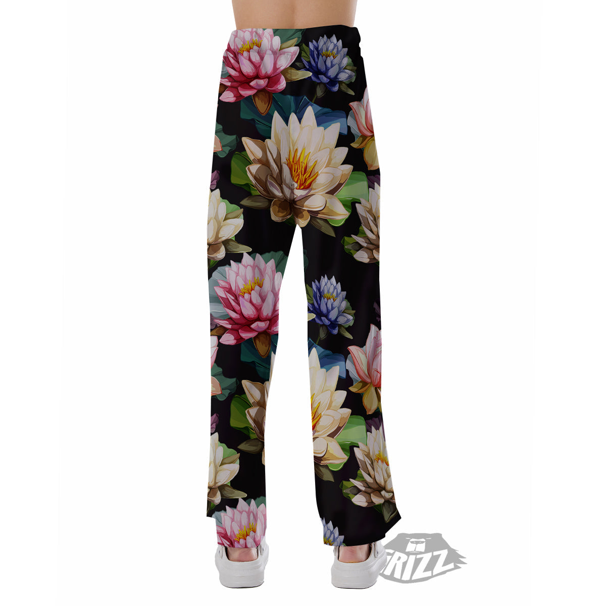 Lotus Vintage Print Pattern Pajama Pants-grizzshop