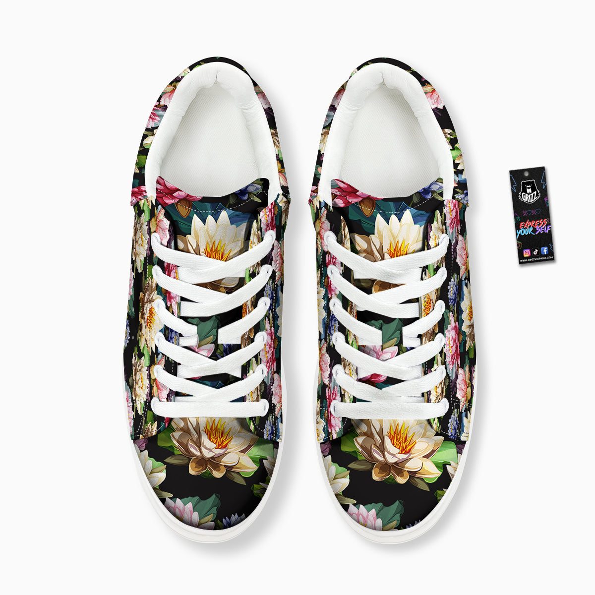 Lotus Vintage Print Pattern Platform Shoes-grizzshop