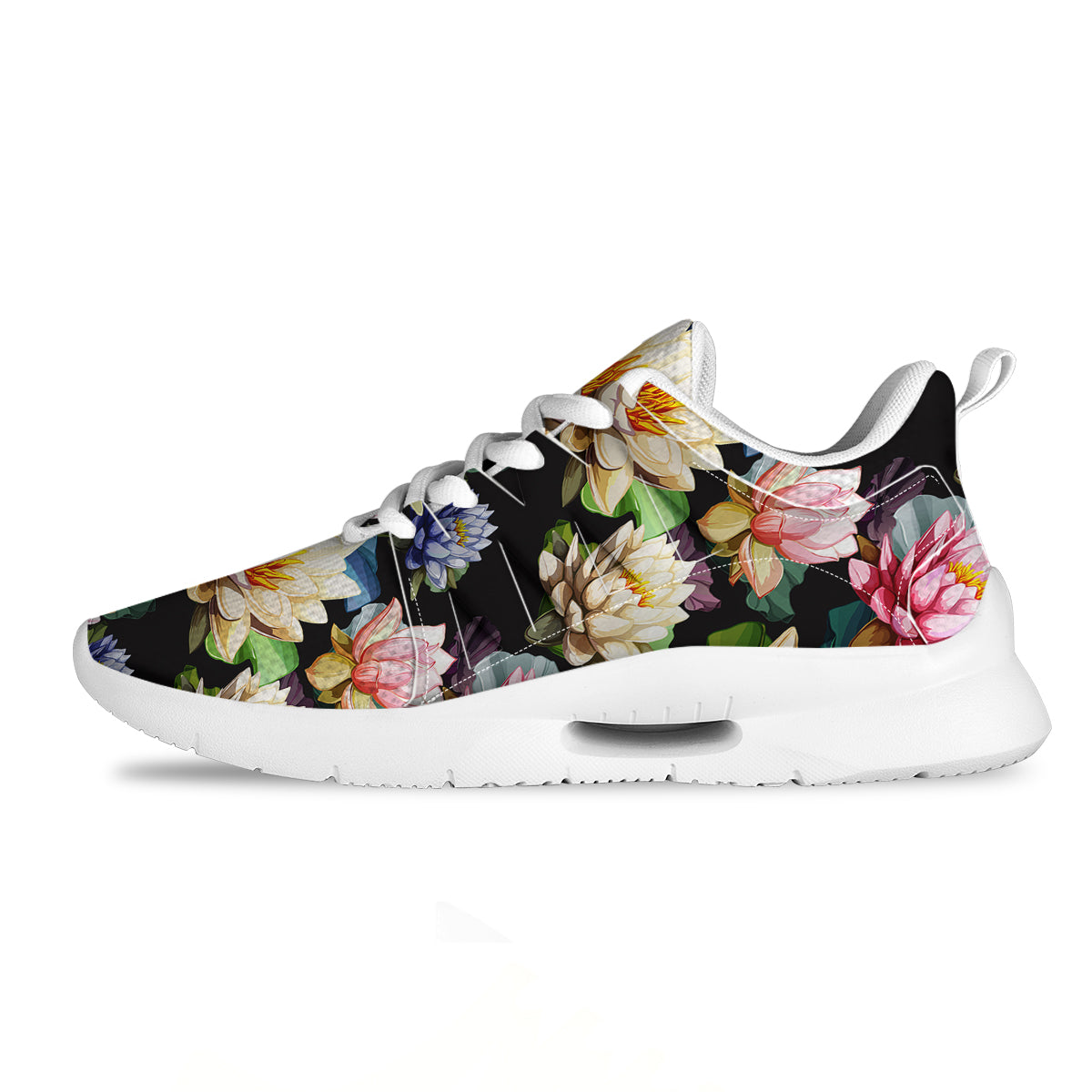 Lotus Vintage Print Pattern Tennis Shoes-grizzshop