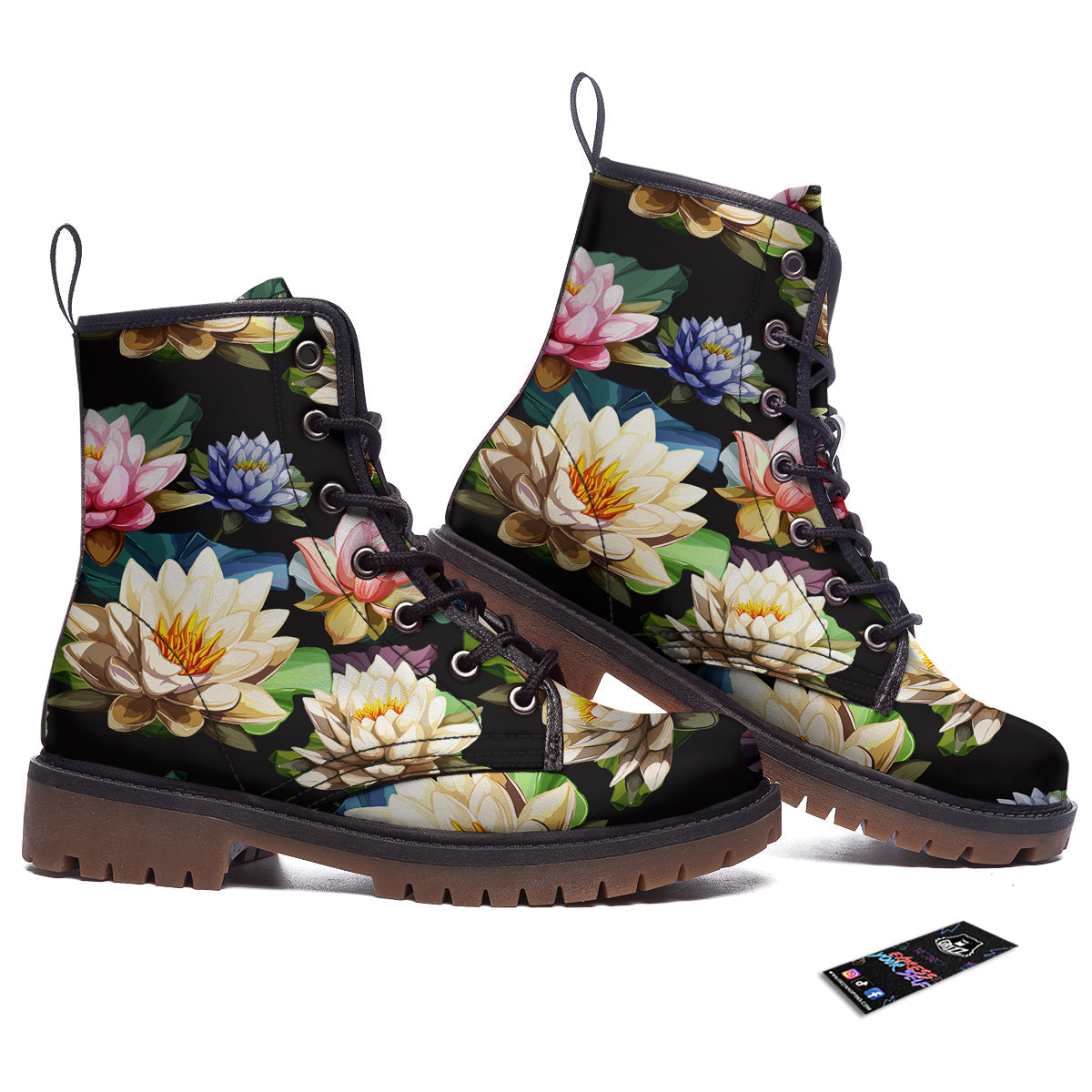 Lotus Vintage Print Pattern Work Boots-grizzshop