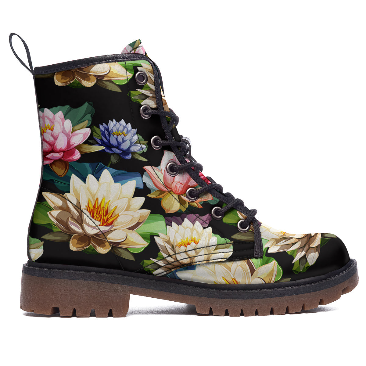Lotus Vintage Print Pattern Work Boots-grizzshop