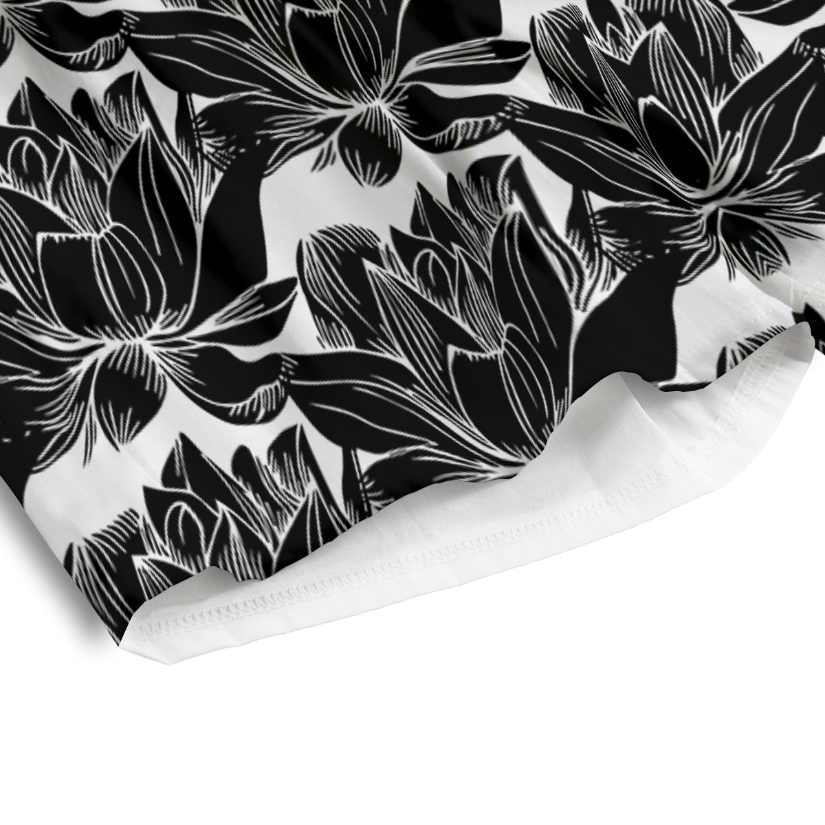 Lotus White And Black Print Pattern Men's Athletic Shorts