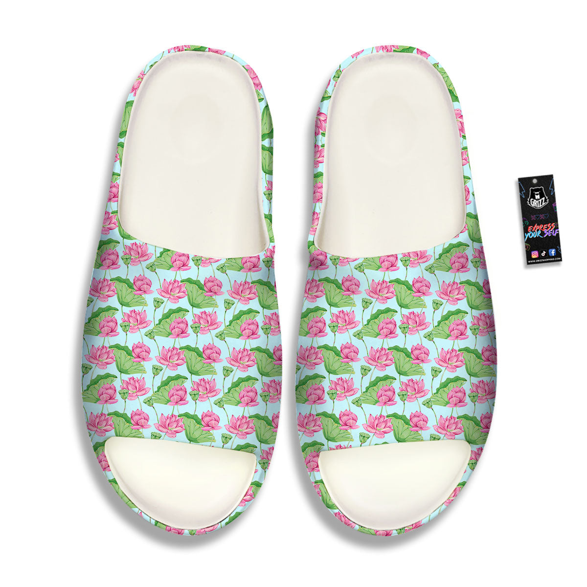 Lotus Leaf And Flower On The Water Print Pattern Sandals-grizzshop