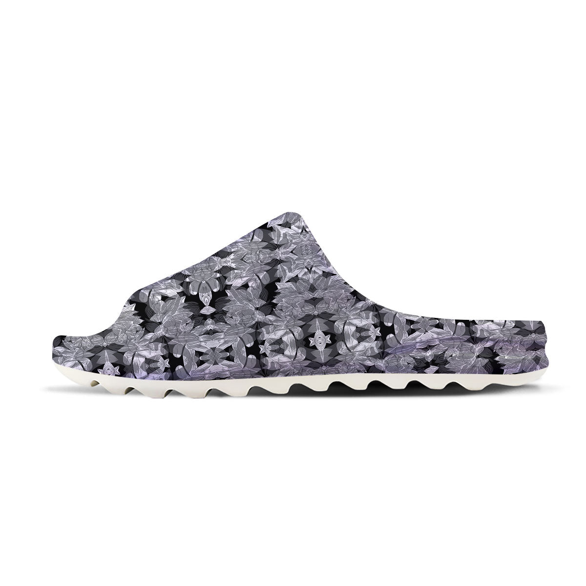 Lotus Monochrome Print Pattern Sandals-grizzshop