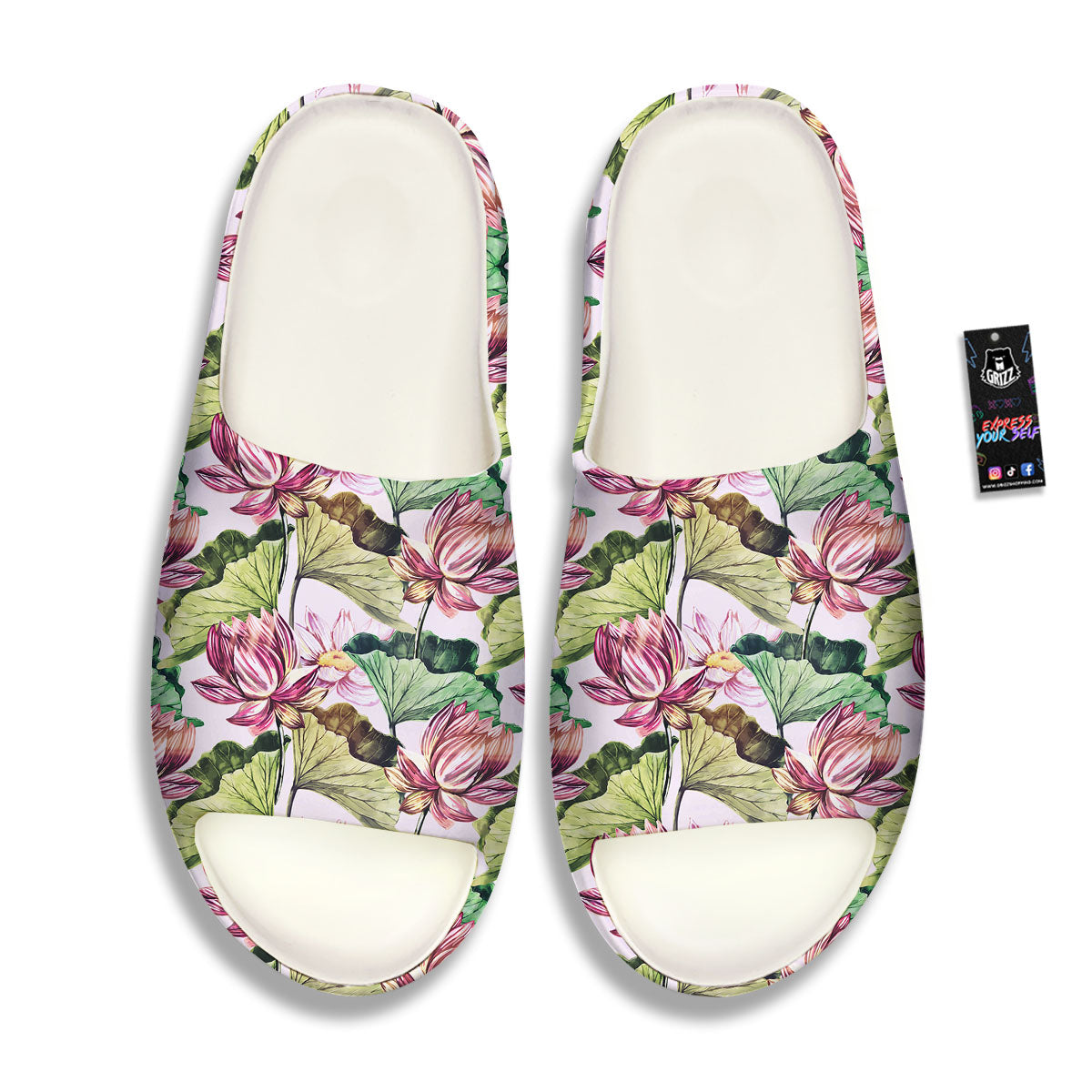 Lotus Pink Print Pattern Sandals-grizzshop