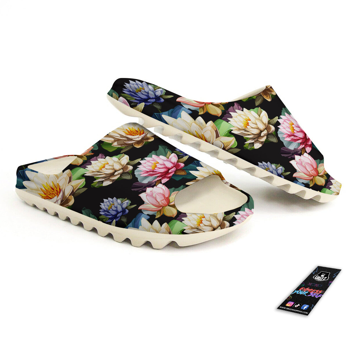 Lotus Vintage Print Pattern Sandals-grizzshop