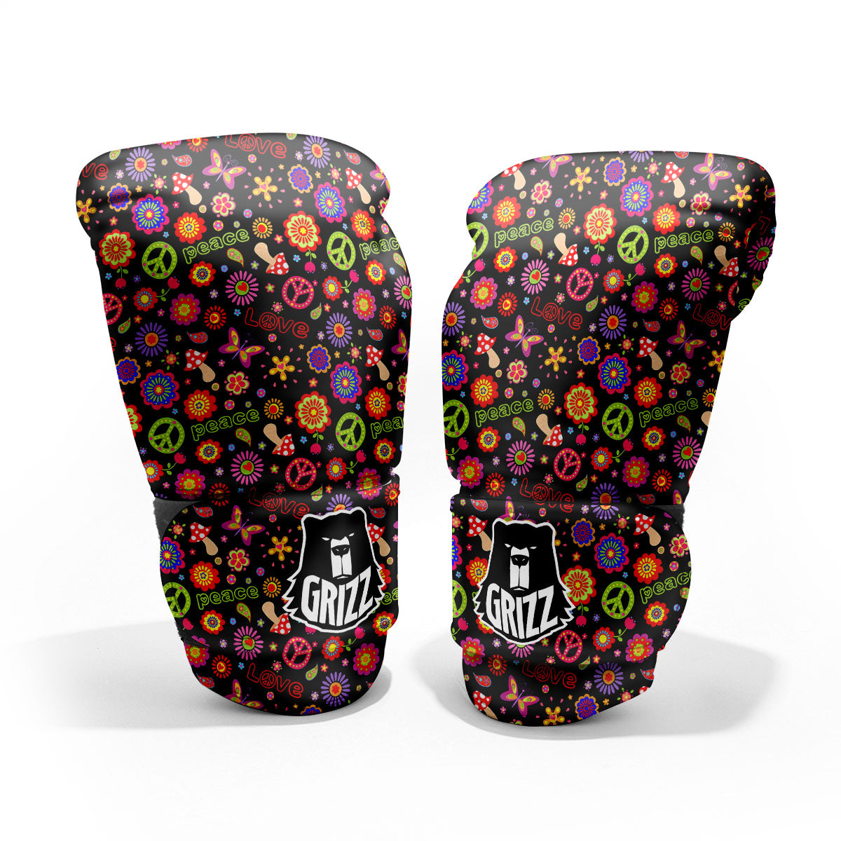 Love And Hippie Peace Sign Print Pattern Pro Boxing Glove