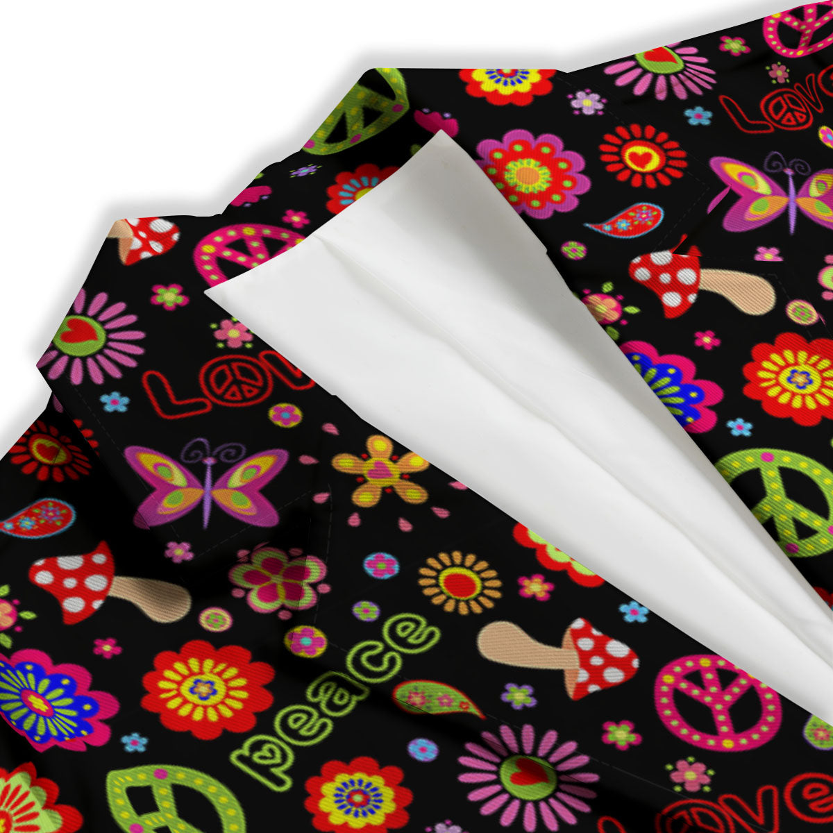 Love And Hippie Peace Sign Print Pattern Women's Blazer-grizzshop