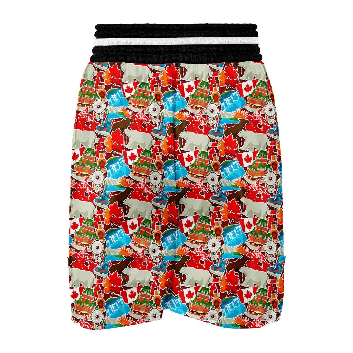 Love Canada Pattern Print Boxing Shorts-grizzshop