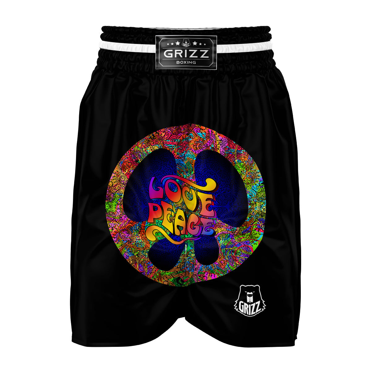 Love Peace Hippie Sign Boxing Shorts-grizzshop