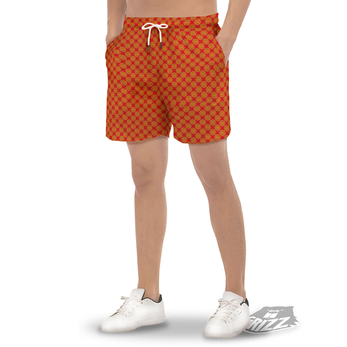 Lu Symbol Chinese Print Pattern Men's Gym Shorts-grizzshop