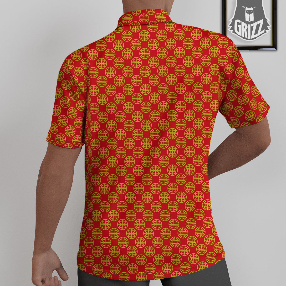 Lu Symbol Chinese Print Pattern Untucked Shirts-grizzshop