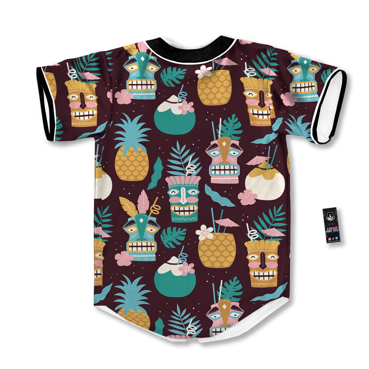Luau Tiki Print Pattern Baseball Jersey-grizzshop