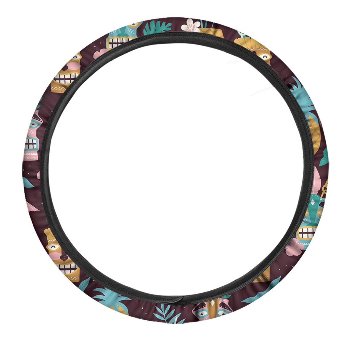 Luau Tiki Print Pattern Car Steering Wheel Cover-grizzshop