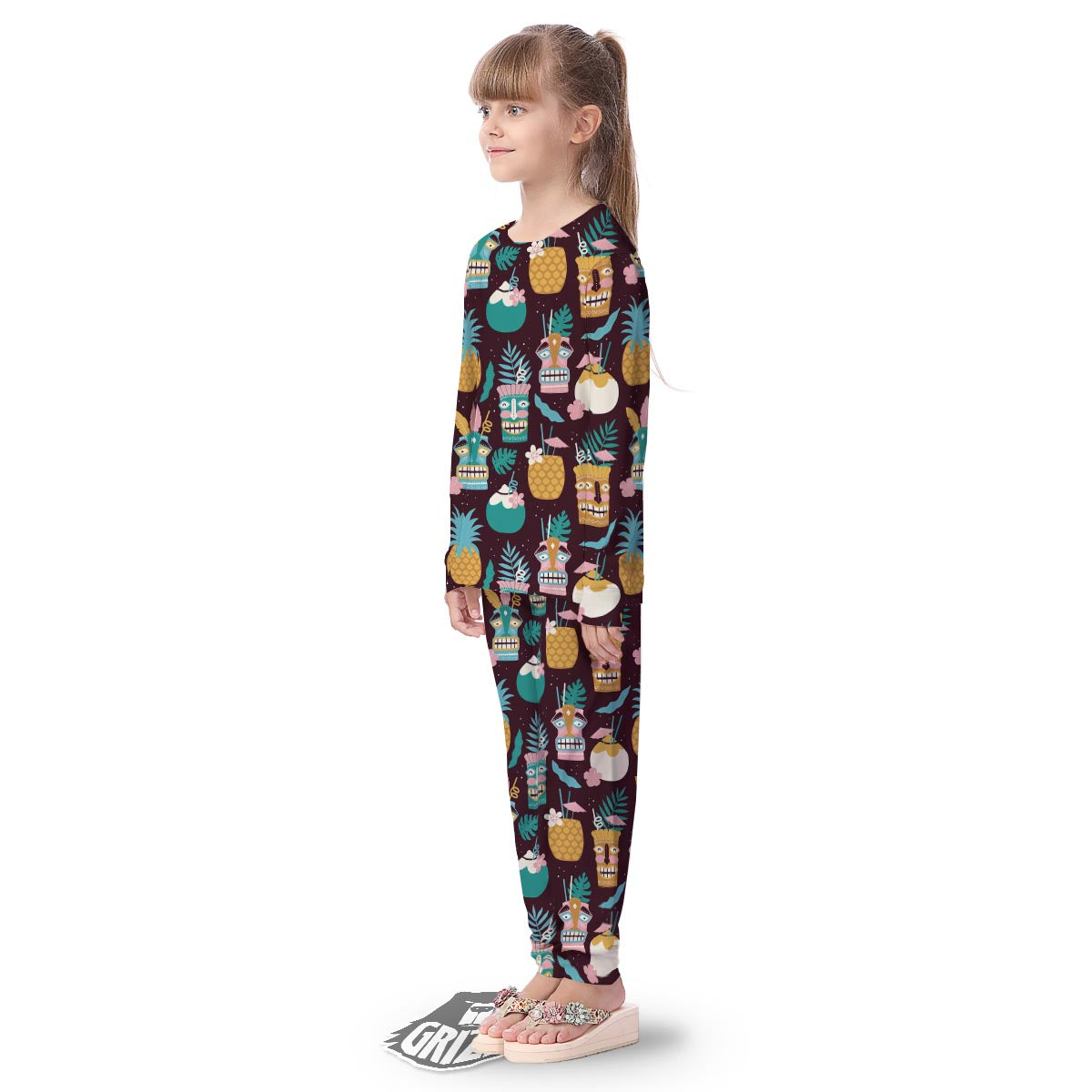 Luau Tiki Print Pattern Kid's Pajamas-grizzshop