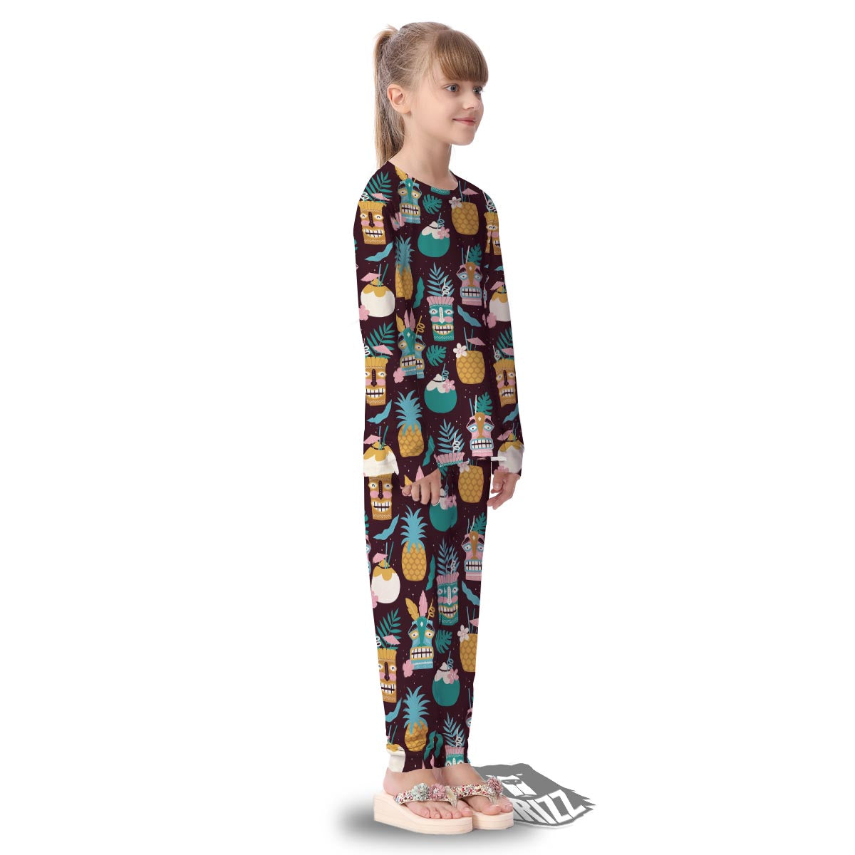Luau Tiki Print Pattern Kid's Pajamas-grizzshop