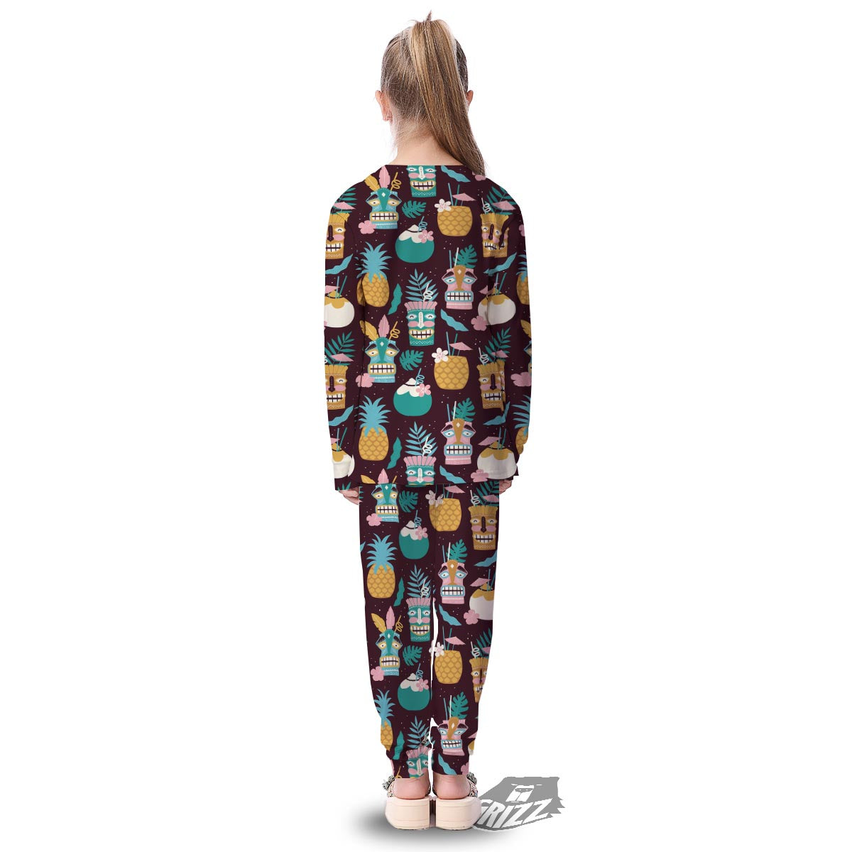 Luau Tiki Print Pattern Kid's Pajamas-grizzshop