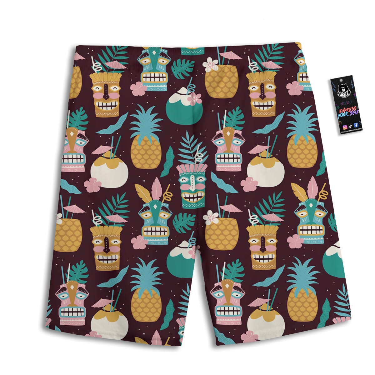 Luau Tiki Print Pattern Men's Athletic Shorts