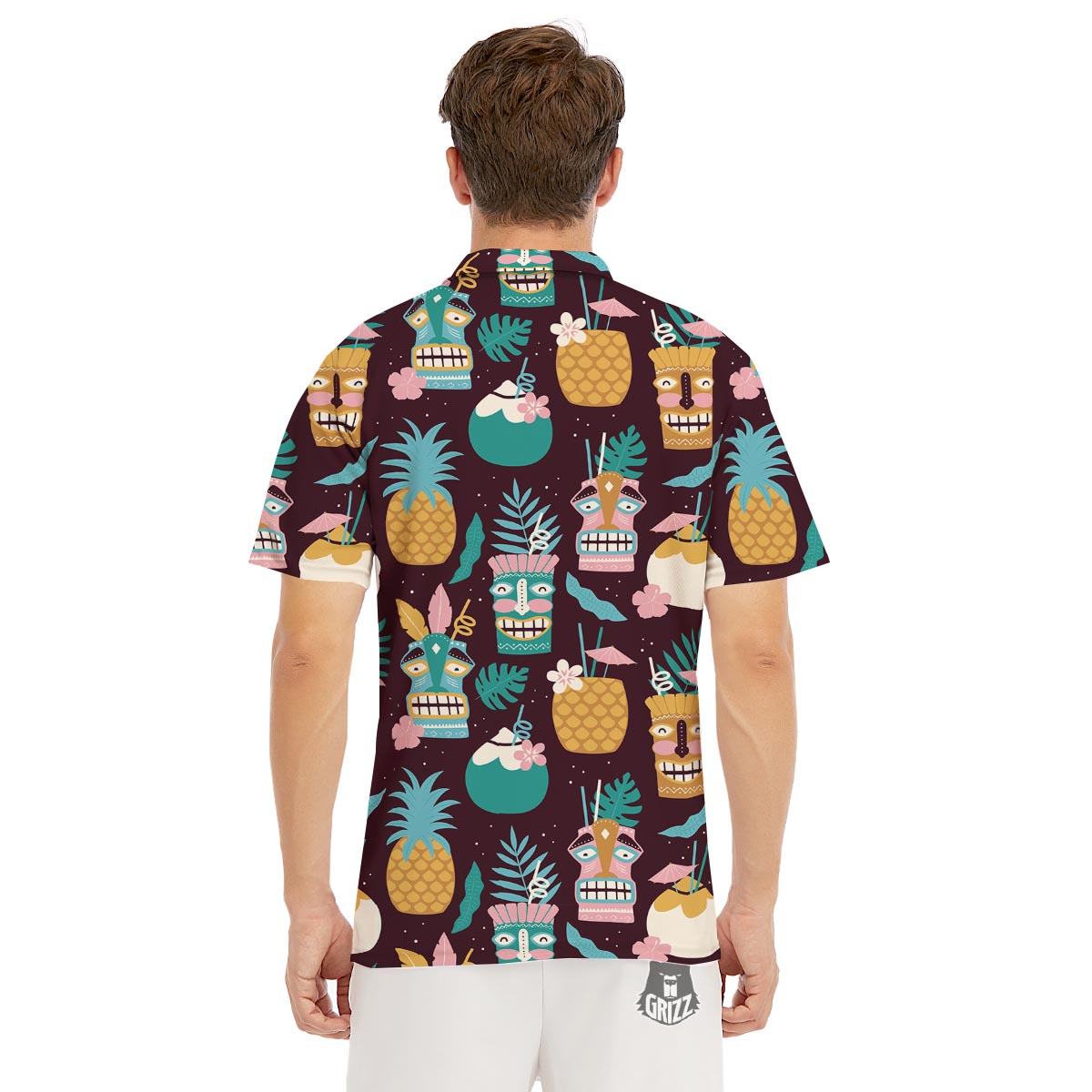 Luau Tiki Print Pattern Men's Golf Shirts-grizzshop