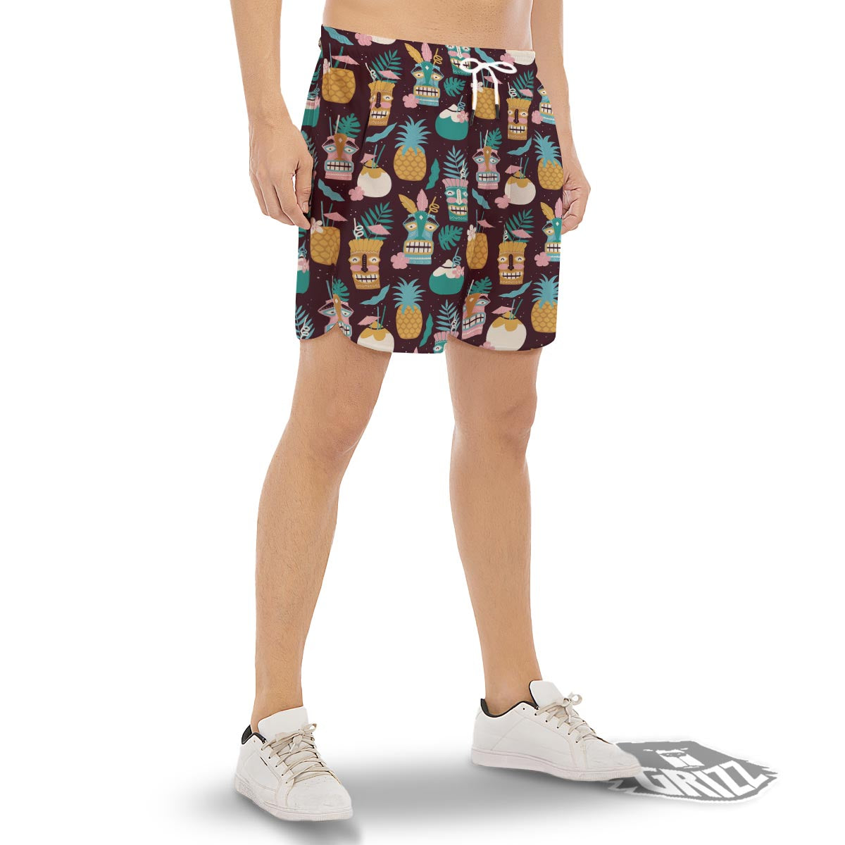 Luau Tiki Print Pattern Men's Gym Shorts-grizzshop