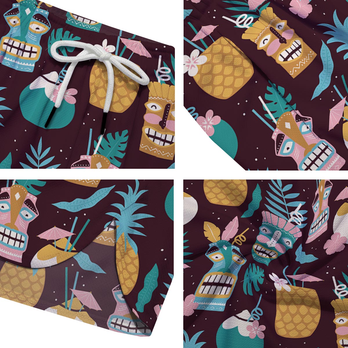 Luau Tiki Print Pattern Men's Running Shorts-grizzshop